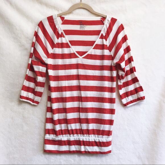 GAP Salmon & White striped 3/4 Sleeve Top - Picture 8 of 8